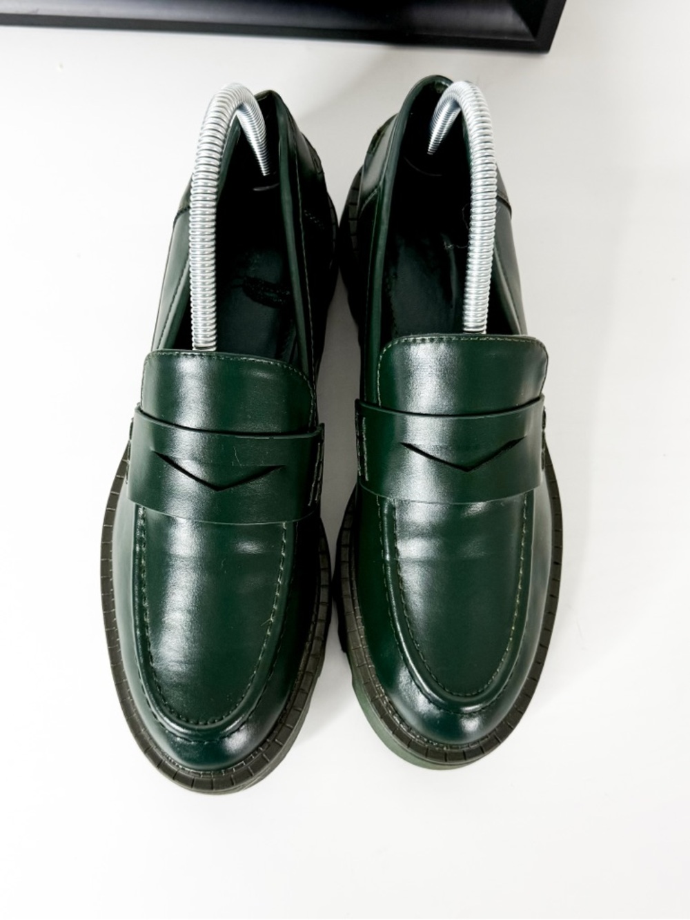 Zara Dark Forest Green Chunky Loafers Lug Sole Platform Shoes EU 38 (US 7–7.5) - Picture 3 of 9